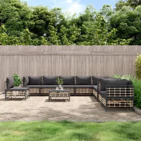   vidaXL 11 részes antracitszürke polyrattan kerti ülőgarnitúra párnával