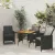 Fekete polyrattan és tömör akácfa kerti asztal 70 x 70 x 72 cm