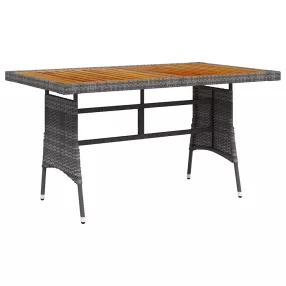   Szürke polyrattan és tömör akácfa kerti asztal 130 x 70 x 72 cm
