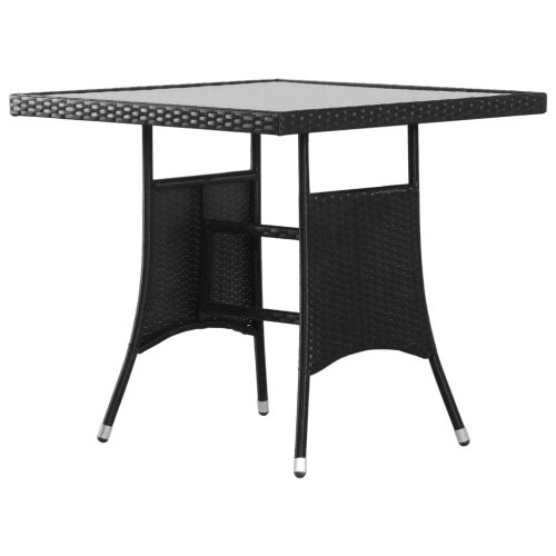 fekete polyrattan kerti asztal 80 x 80 x 74 cm