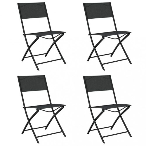 4 db fekete acél és textilén összecsukható kültéri szék
