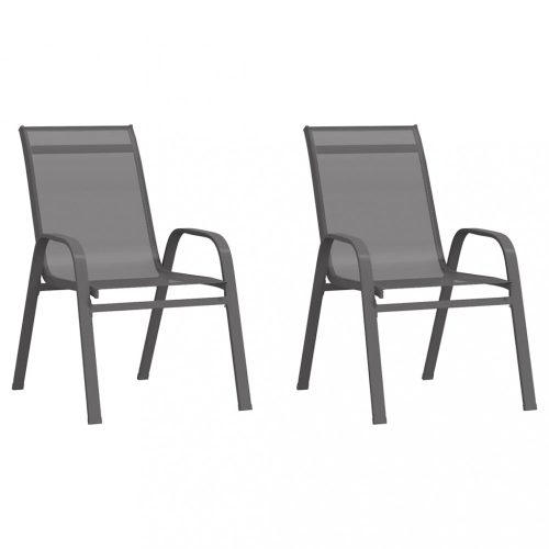 2 db szürke textilén rakásolható kerti szék
