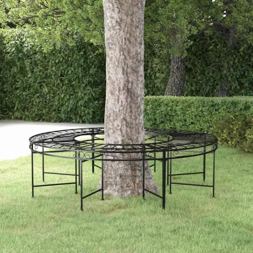 Fekete acél kör alakú fa körüli pad Ø160 cm