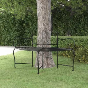 Fekete acél fa körüli pad 150 cm