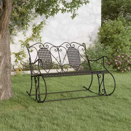 Kétszemélyes fekete acél hintapad 113 cm