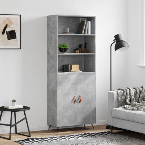 betonszürke szerelt fa magasszekrény 69,5 x 34 x 180 cm