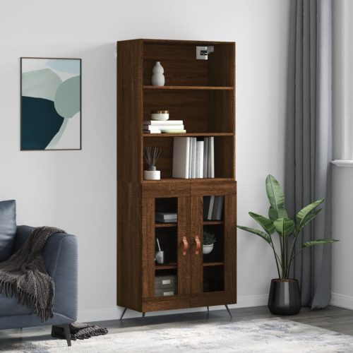 barna tölgy színű szerelt fa magasszekrény 69,5 x 34 x 180 cm