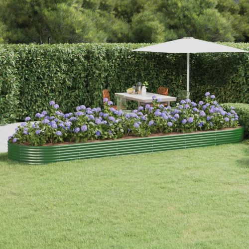  zöld porszórt acél kerti ültetőláda 523x140x36 cm