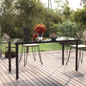   Fekete acél és edzett üveg kerti étkezőasztal 160x80x74cm