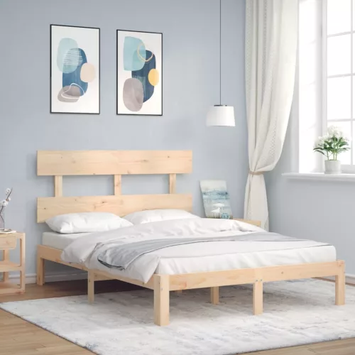 vidaXL tömör fa ágykeret fejtámlával Small Double