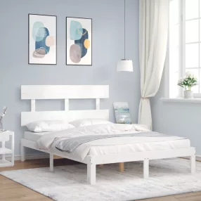   vidaXL fehér tömör fa ágykeret fejtámlával Small Double