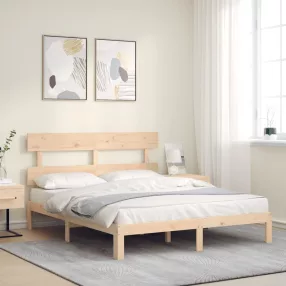 vidaXL tömör fa ágykeret fejtámlával King Size
