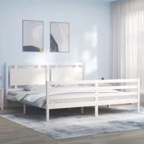 vidaXL tömör fa ágykeret fejtámlával 200 x 200 cm