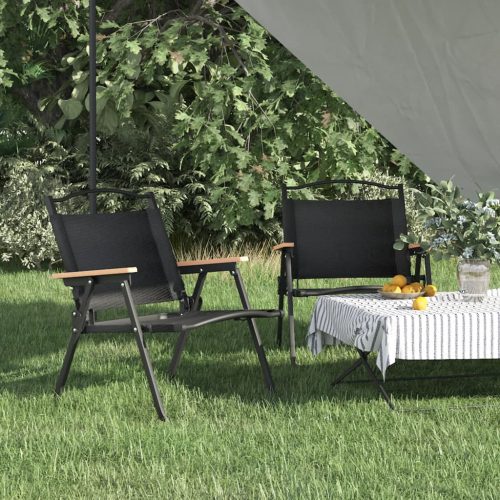  2 db fekete oxford szövet camping szék 54 x 43 x 59 cm