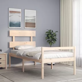 vidaXL tömör fa ágy időseknek fejtámlával Small Single