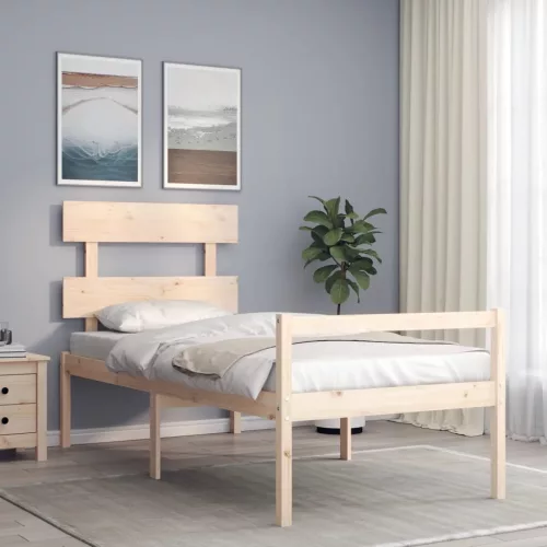 vidaXL tömör fa ágy időseknek fejtámlával Small Single