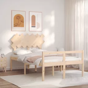 vidaXL tömör fa ágy időseknek fejtámlával Double
