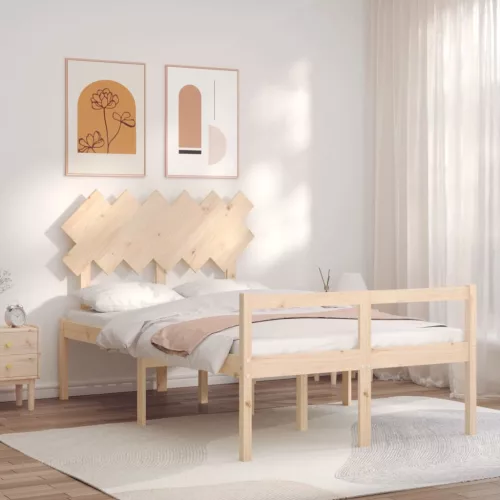 vidaXL tömör fa ágy időseknek fejtámlával Double