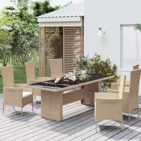   Tópszínű polyrattan és edzett üveg kerti asztal üveg lappal