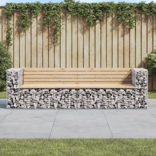  tömör fenyőfa gabion kerti pad 244x71x65,5 cm