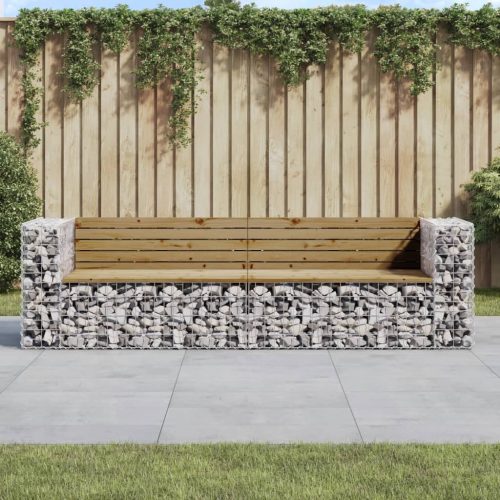 tömör impregnált fenyőfa gabion kerti pad 244x71x65,5 cm