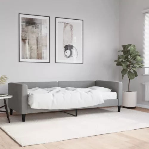 világosszürke szövet kanapéágy matraccal 80 x 200 cm