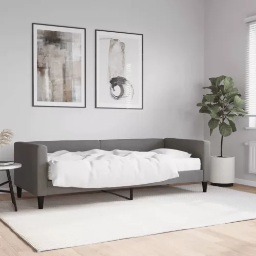 sötétszürke szövet kanapéágy matraccal 80 x 200 cm