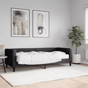 fekete szövet kanapéágy matraccal 80 x 200 cm