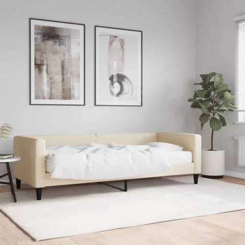 krémszínű szövet kanapéágy matraccal 80 x 200 cm