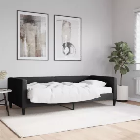 fekete szövet kanapéágy matraccal 90 x 200 cm