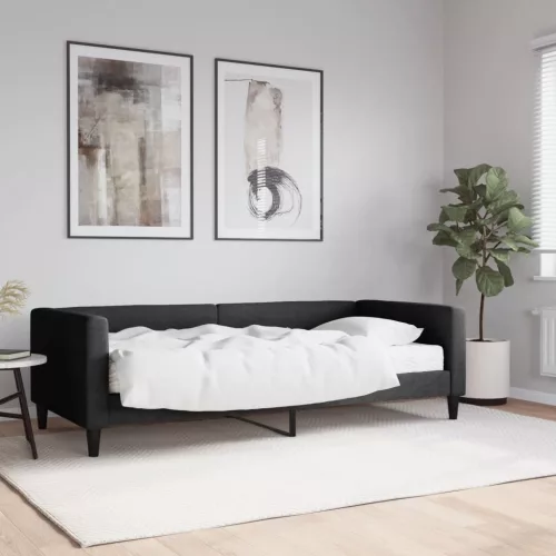 fekete szövet kanapéágy matraccal 90 x 200 cm
