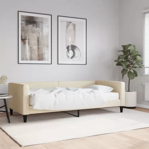 krémszínű szövet kanapéágy matraccal 90 x 200 cm