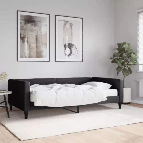 fekete szövet kanapéágy matraccal 100 x 200 cm