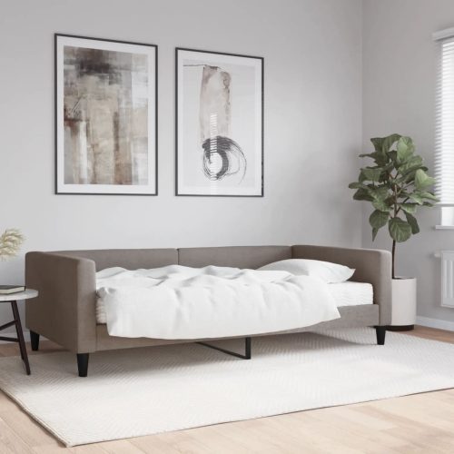 tópszínű szövet kanapéágy matraccal 100 x 200 cm