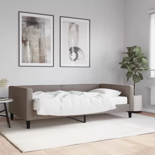 tópszínű szövet kanapéágy matraccal 100 x 200 cm
