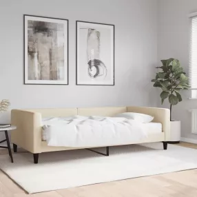 krémszínű szövet kanapéágy matraccal 100x200 cm