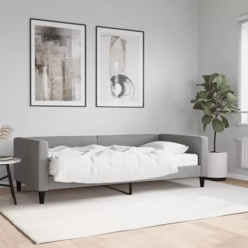 világosszürke szövet kanapéágy matraccal 90 x 190 cm