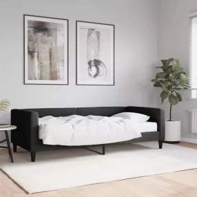 fekete szövet kanapéágy matraccal 90 x 190 cm