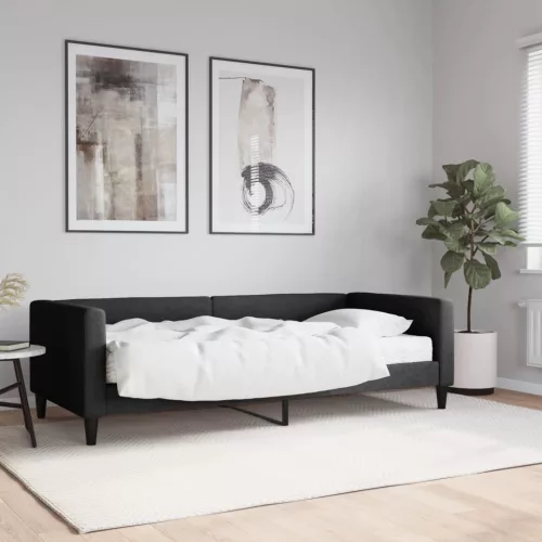 fekete szövet kanapéágy matraccal 90 x 190 cm