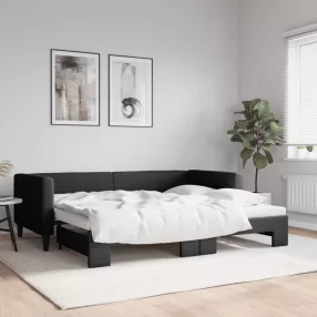 fekete kihúzható szövet heverő 90x200 cm