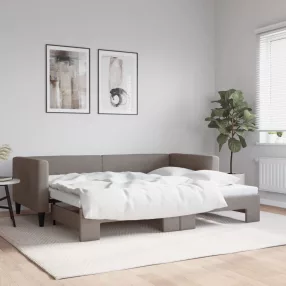 tópszínű kihúzható szövet heverő 90 x 200 cm