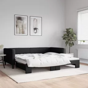 fekete kihúzható szövet heverő 100 x 200 cm