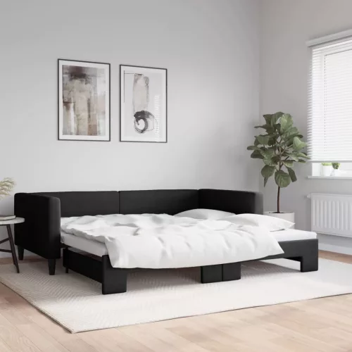fekete kihúzható szövet heverő 100 x 200 cm