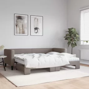   tópszínű kihúzható szövet heverő matracokkal 80 x 200 cm
