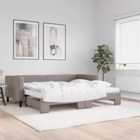   tópszínű kihúzható szövet heverő matracokkal 90 x 200 cm