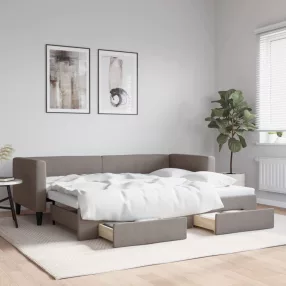   tópszínű kihúzható bársonyheverő fiókokkal 80 x 200 cm