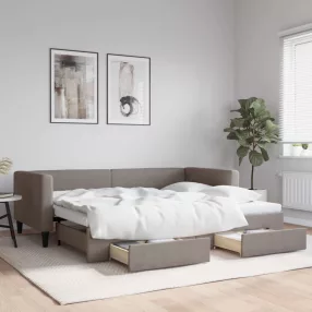   tópszínű kihúzható szövet heverő fiókokkal 90 x 200 cm