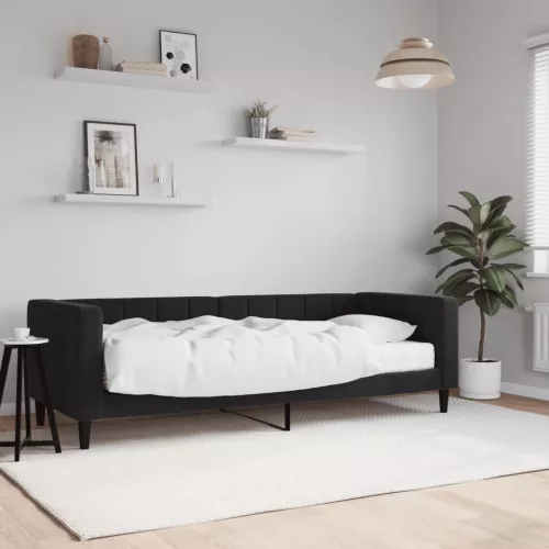 fekete bársony heverő matraccal 80 x 200 cm