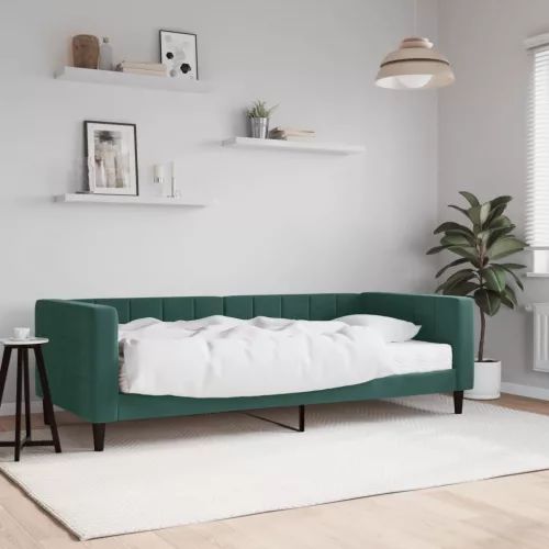 sötétzöld bársony heverő matraccal 90 x 200 cm