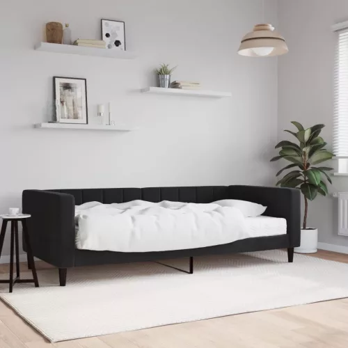 fekete bársony heverő matraccal 90 x 200 cm